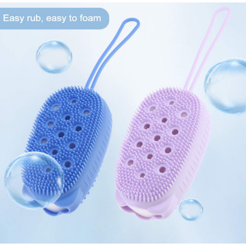 Exfoliating silicone scrubber berus badan mandi dua sisi