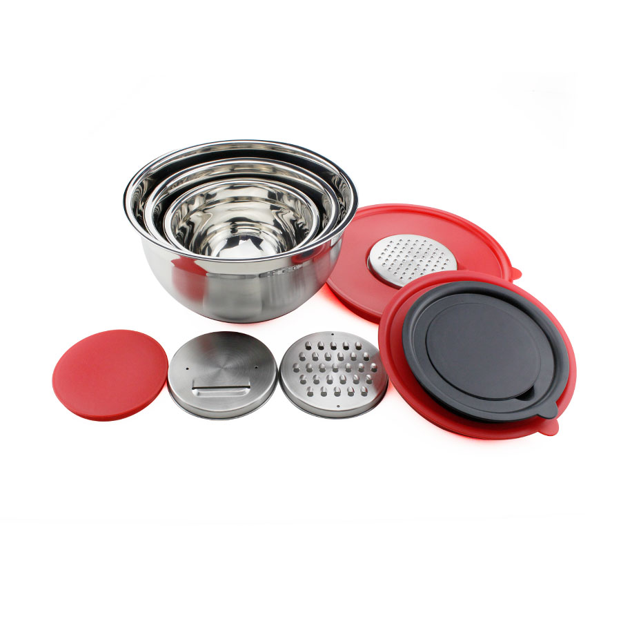 3pcs Stainless Steel Mixing Bowls set with Grater