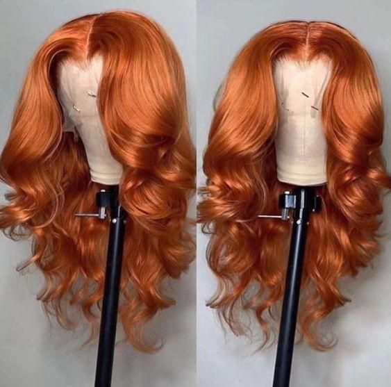 Ginger Red Orange HD Lace Front Wig , 99j Red Color Human Hair Wigs For Black Woman , Orange Color Wig Lace Front Human Hair