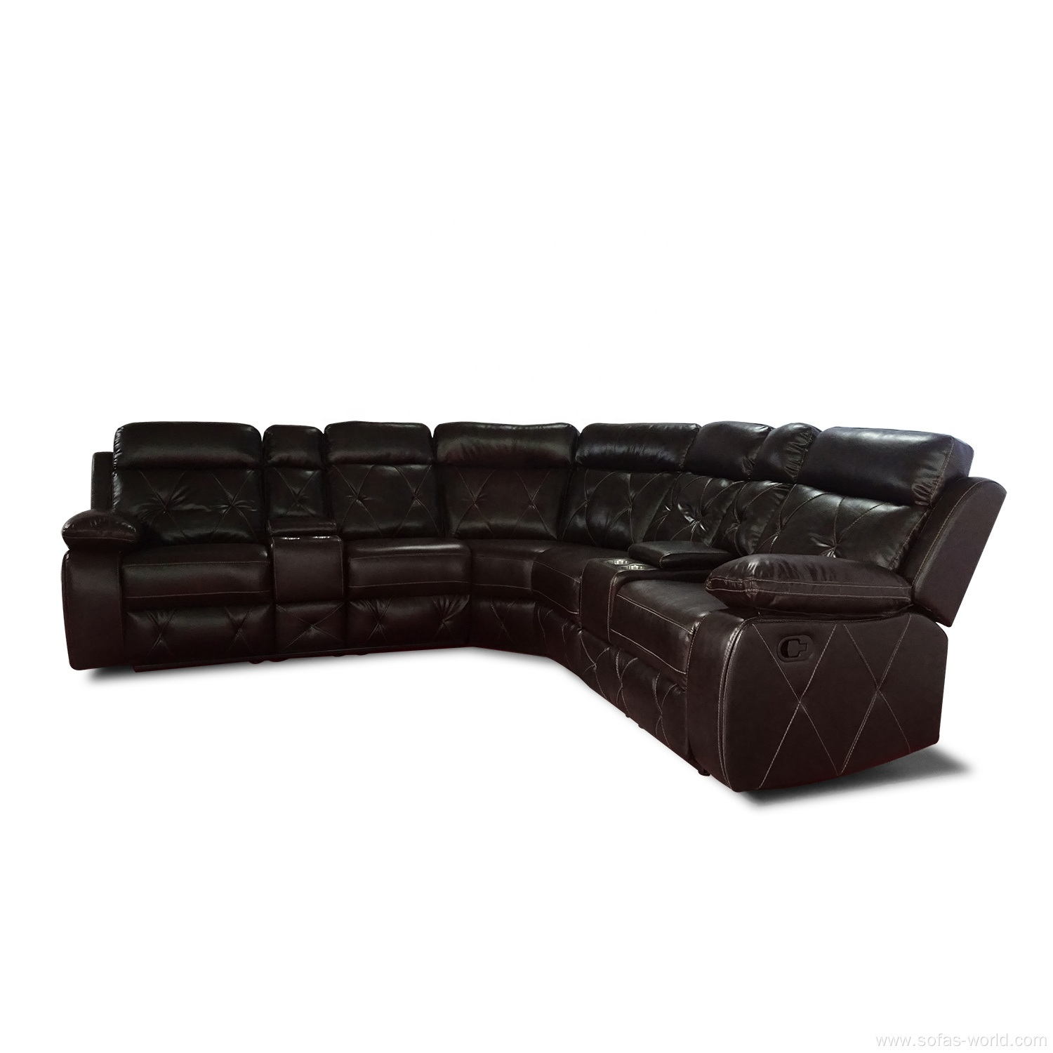 2022 Furniture C Shaped Recliner Leather Sectional Sofa