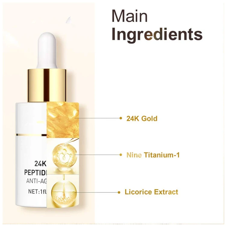 Custom 24K Gold Peptide Deep Moisturizing Care Anti-Aging Face Serum