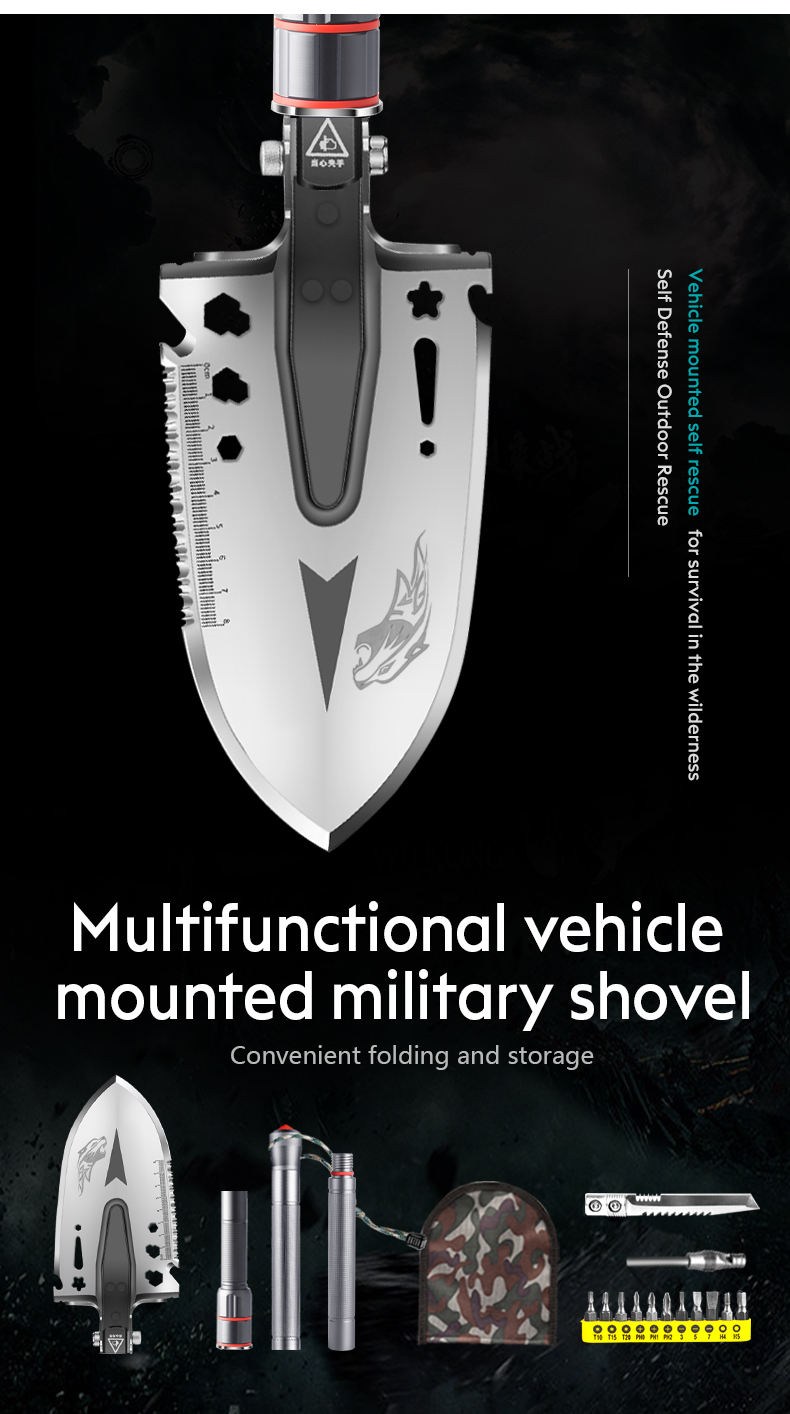 Factory supply ice shovel Emergency Portable multi-function mini shovel with handle Folding Shovel with outdoor