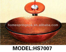 2013 lavabo bathroom glass wash basin with waterfall faucet