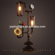 industrial iron pipe design table Lamp, retro metal pipe table Lamp, vintage mesh shade table light