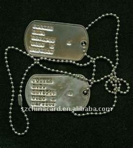 Stainless steel dog tag with ball chain