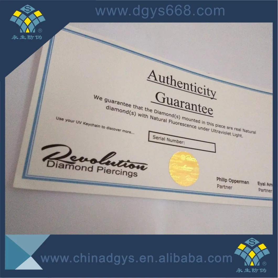 Custom Design Watermark Paper Security Certificate Printing