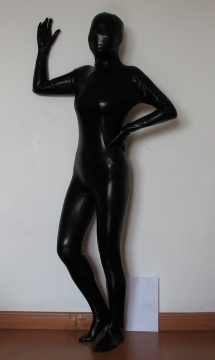 Black Shiny Metallic Spandex Morph Costume Suit
