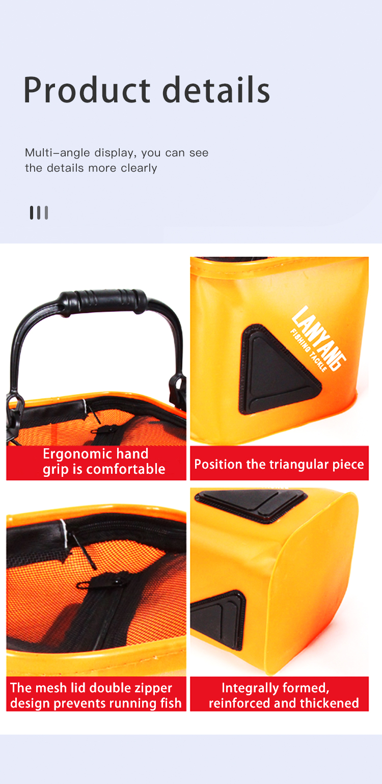 Outdoor fishing supplies EVA live fish bucket Waterproof and wear-resistant Collapsible Fishing bucket