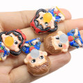 New Lovely School Boy Girl Resin Flatback Cabochons Cartoon Blowing Student Flat Back Resin Craft Hair Bow Center Decor