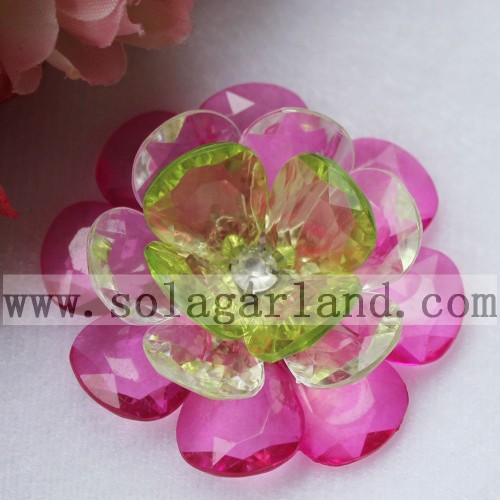 Handmade 54MM Acrylic Crystal Faceted Teardrop Beaded Flower