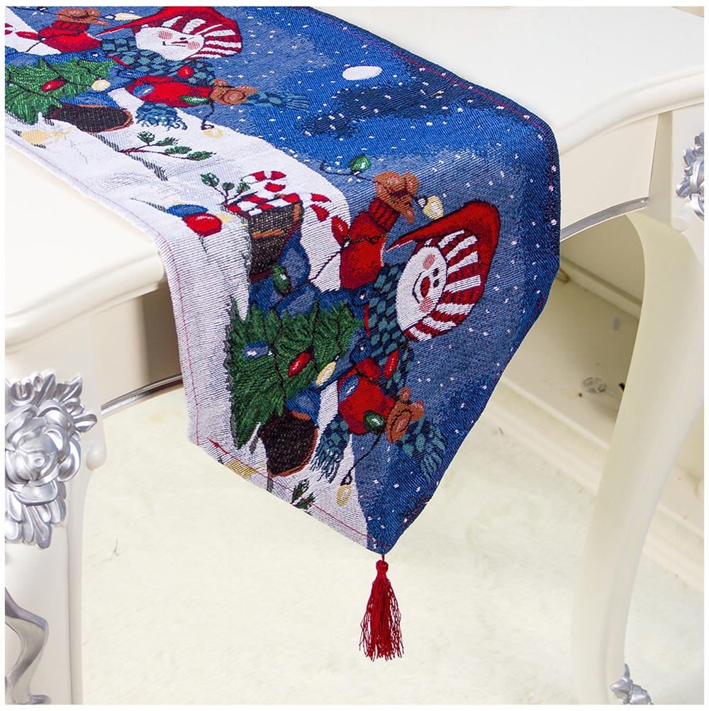 Christmas decorations cotton hemp embroidery Christmas table flag creative European style Christmas tea table decorative tablecl