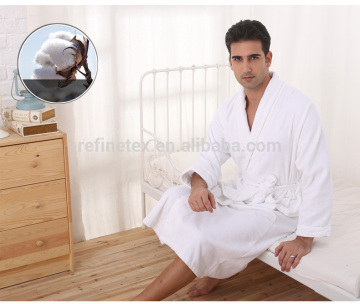 Cheap Mens Cotton Velour Bathrobe, White/Mixed Color Bathrobe