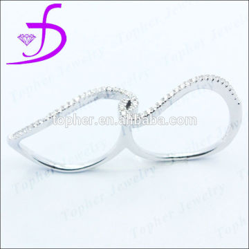 925 sterling silver gemstone two finger ring Chinese factory wholesale