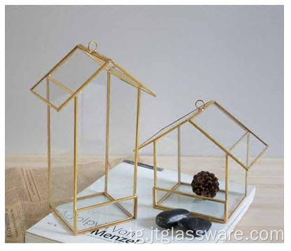 Гарм фурӯши ниҳол Rose Gold Glass Terrarium геометрӣ