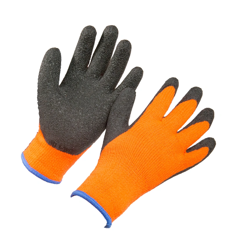 Hot Sale 10 Gauges Thermal Crinkle Latex Coated Winter Work Gloves