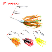 TAIGEK 15g Spinnerbait Skirt Tail Jigs for Bass Salmon Pike Trout Fishing Lures