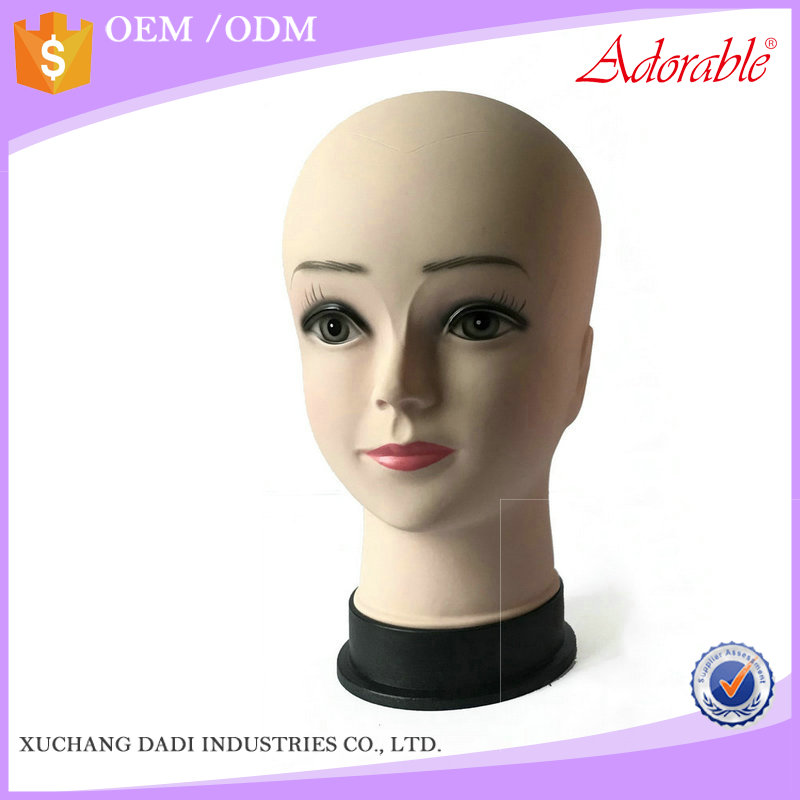 cheap factory female wig display mannequin head bald wig without hair,training head for white women has make up