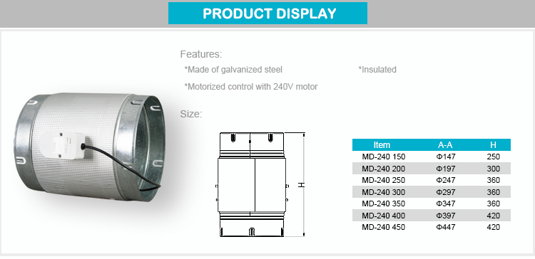 HVAC Motorized Air Duct Volume Control Damper