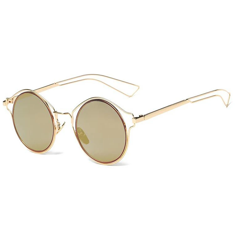 Retro Style Round Shape Metal Sunglasses