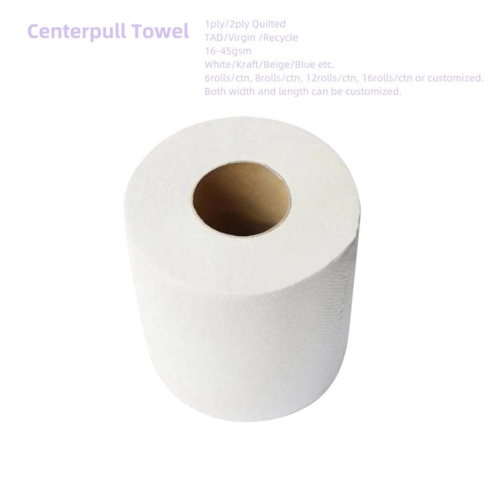 Papel de toalla de mano de rollo premium 2ply (alimentación central)