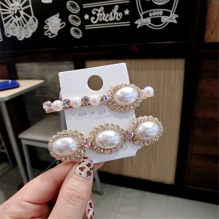 2018 New Wholesale Promotion Gift Girls Customise Fashion Hair Jewellery Accessories Hair Pin Leopard Crystal Flower Pearl Hairclip for Women