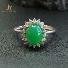 Wholesale S925 Silver Green Chalcedony and Agate Rings with Zircon Stones: Stylish Precious Finger Jewelry