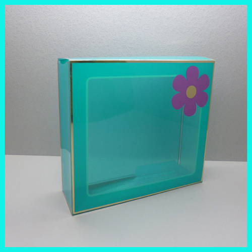 Custom made high quality hot stamping foldable with clear plastic window Acetate cosmetic box