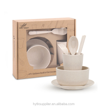 S.G.S Certified Wheat Straw Dinnerware Set: Bowl, Plate, Cup & Cutlery