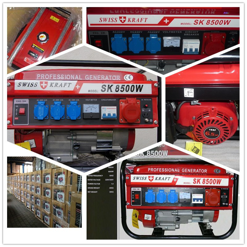 Gasoline Generator 8000w With Ture Rated Power Three Phase Power Factor 0.8