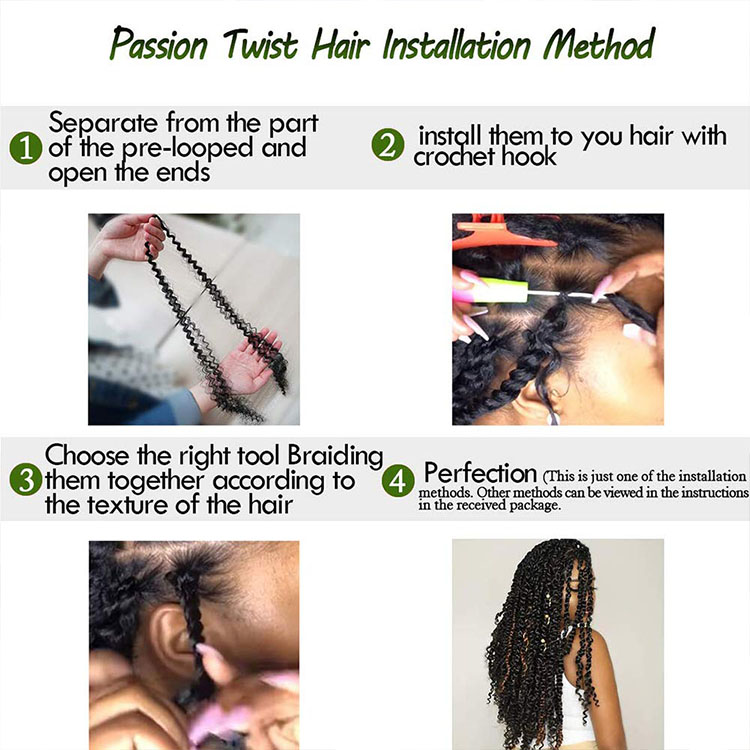 Passion Twist Crochet Hair Extension Synthetic Fiber Ombre Color 18inch Long Passion Water Wave Twists Braiding Hair