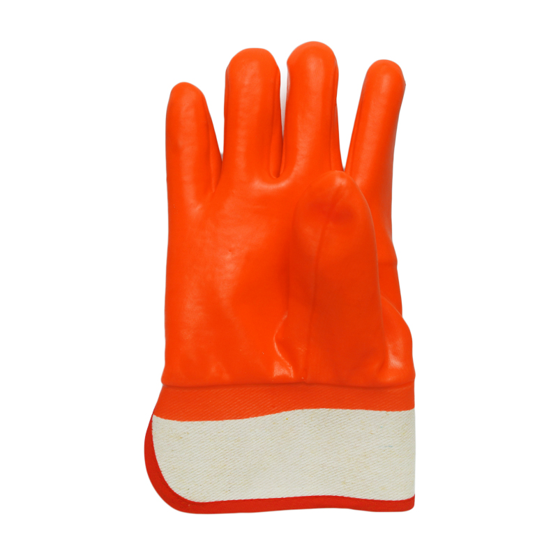 Fluorescent Orange PVC Safety Cuff Gloves