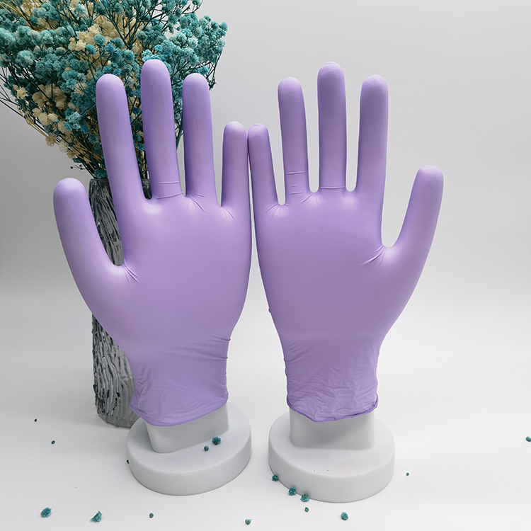 Purple Nitrile Gloves Manufacturer Flexible Waterproof Purple Food Grade Nitrile Disposable Gloves