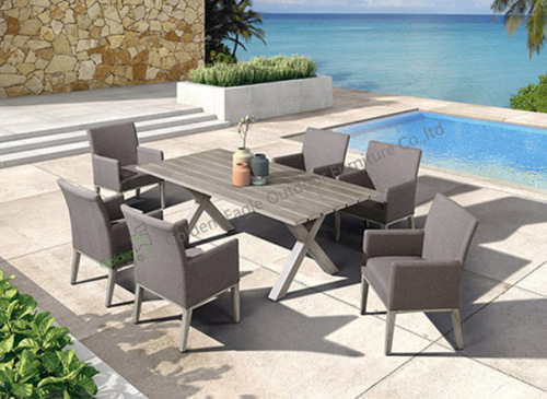 Garden Aluminium 6 Chairs dan Set Jadual Rectangular