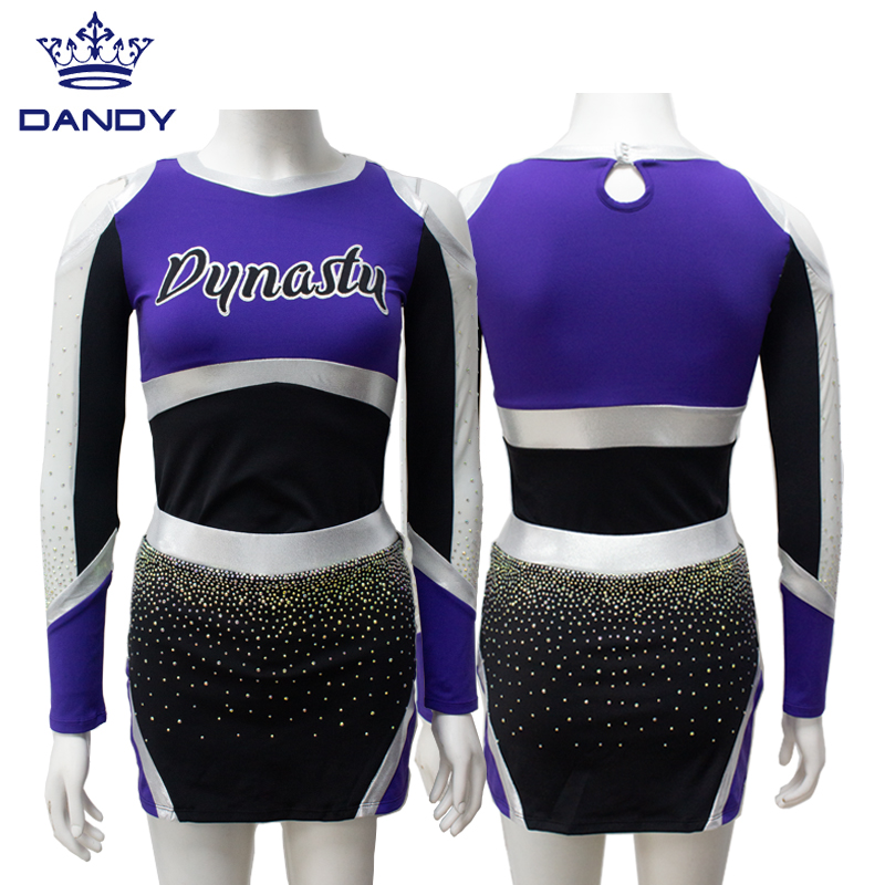 Uniforme di allegria di strass personalizzata Gioventù uniforme cheerleader