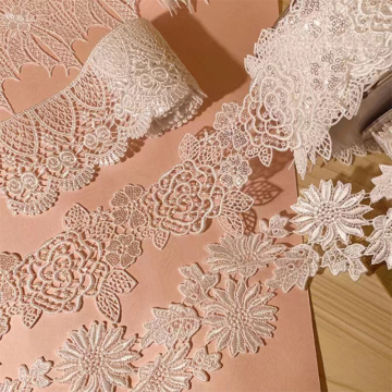 Zeal 3D Beaded Flower Trim Lace Embroidered Ribbon Edge