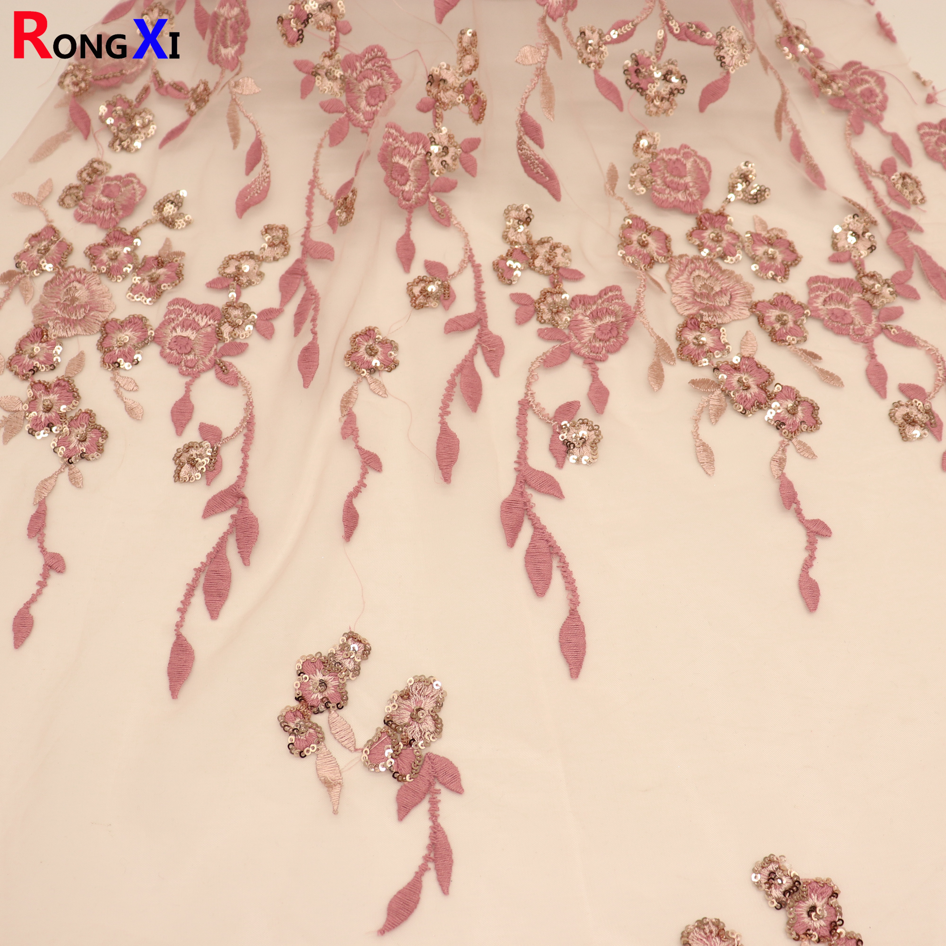 RXF1876 Hot Selling Sequined Fabric Rose Gold With CE Certificate