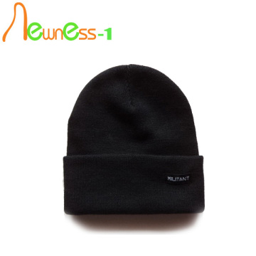 Winter Knitted Black Beanie Hat