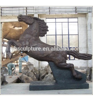 bronze jumping horse sculpture