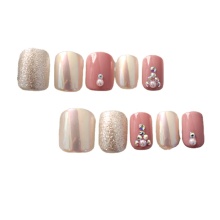 Wholesale Artificial Fingernails Pink Pearls Pressed Nails