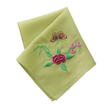 Hand Embroidery Floral Silk Handkerchief Vintage Flower