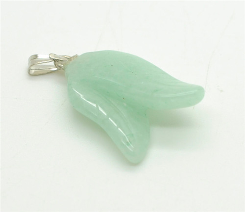 Pendentif Aventurine forme double feuilles vert