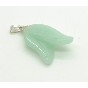 Pendentif Aventurine forme double feuilles vert