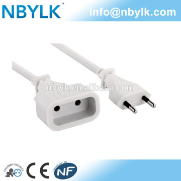 power cord 6A with male plug and female socket NF CE approval- French type