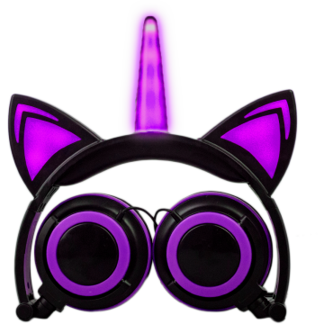 Glowing Unicorn Cat Ear LED Adjustable Foldable Headphones