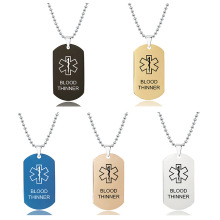 Custom Engraved Stainless Steel Medical Tag Pendant Jewelry