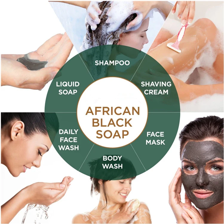 100% Organic Raw African Black Soap for Detoxifying & Anti-Aging