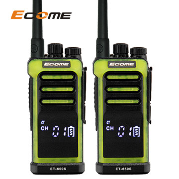 Ecome ET-650S 2 km range output two ways radio 2pcs walkie talkie