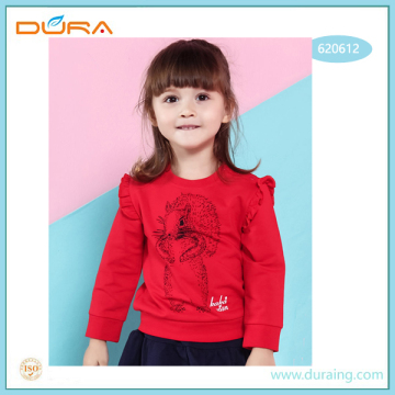 Girls` Cotton Children`s Long-sleeved Pullover Top