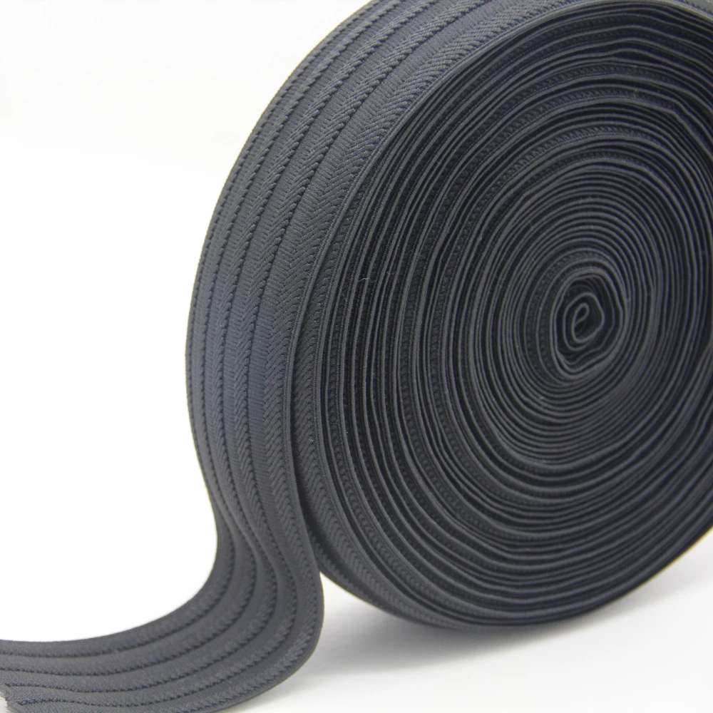 Black Stripe Polyester Jacquard Elastic Webbing / Ribbon / Strap for Garment Accessories