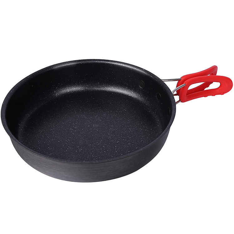 Black Nonstick Camping Frying Pan with Folding Handle, Camp Pan Portable for Hiking, Outdoor, Camping and Picnic